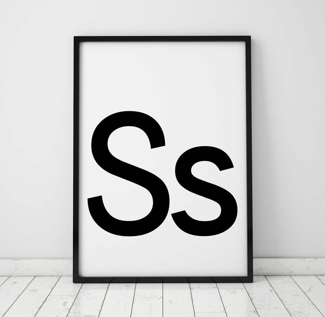 Bold Black Uppercase S Lowercase s Scandinavian Minimalist Poster