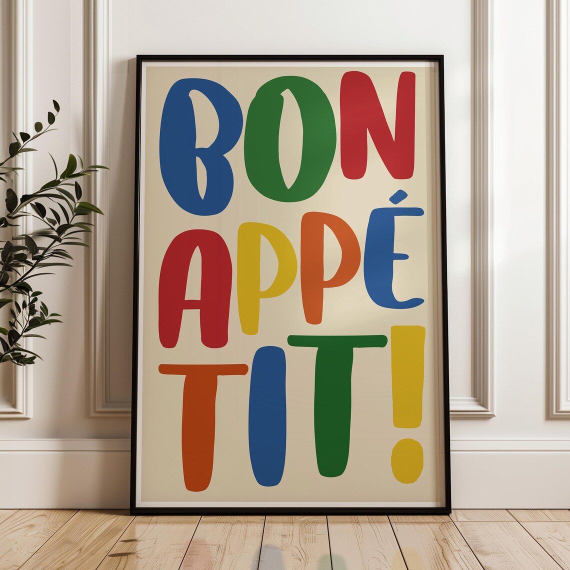 Bon Appetit Kitchen Print, Retro Typography Poster