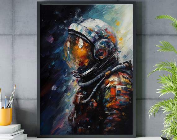 Astronaut Helmet Profile Close Up Gold Visor Impressionist Poster