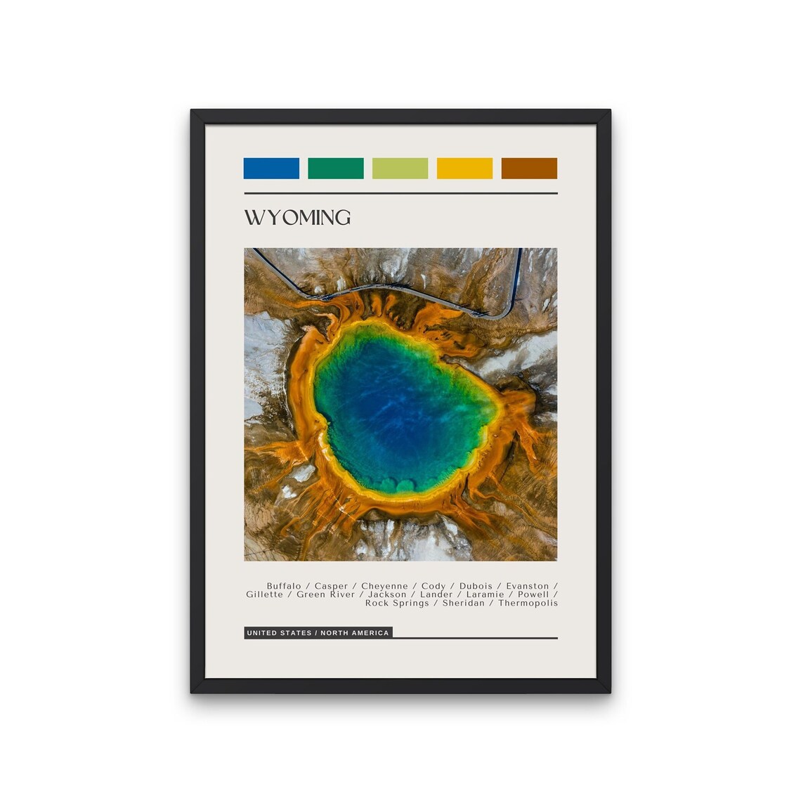 Wyoming Grand Prismatic Spring Color Block Aerial Photo Poster