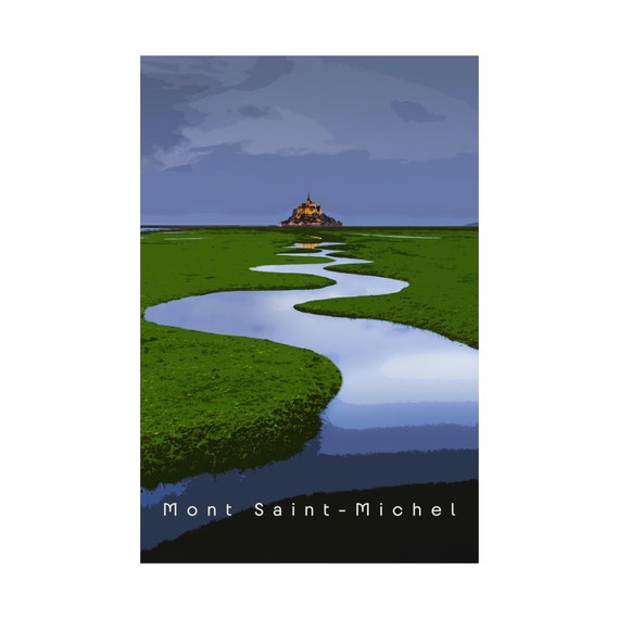 Explore Mont Saintmichel Retro Travel Poster With Medieval Charm France Wall Decor