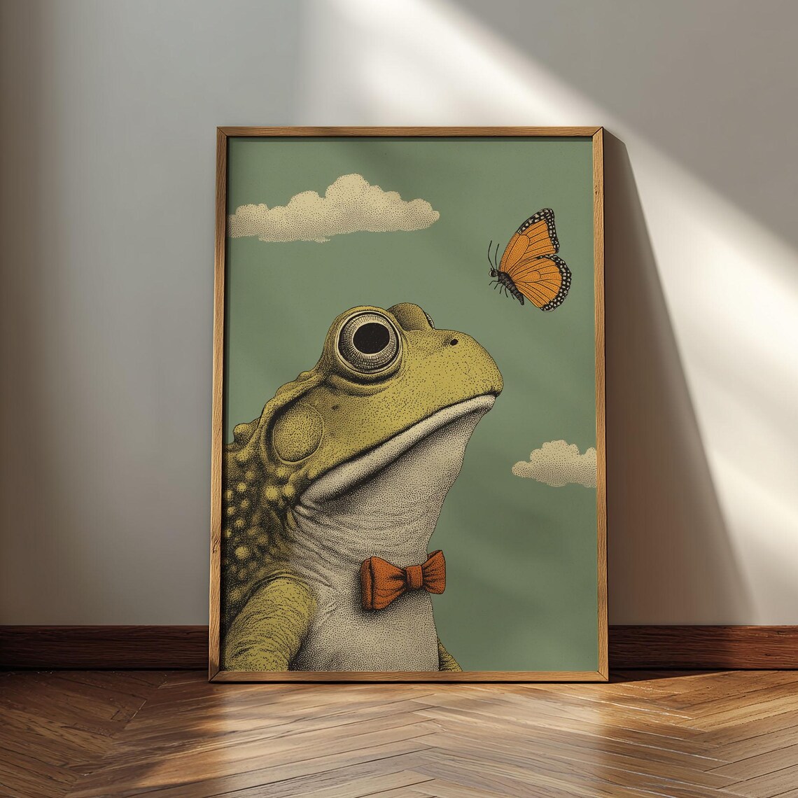Gentleman Frog And Butterfly Poster Print