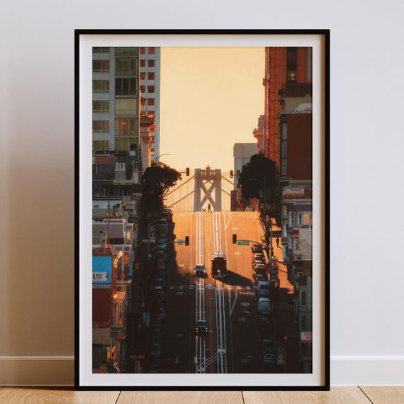 San Francisco Golden Hour Travel Poster, Cityscape View