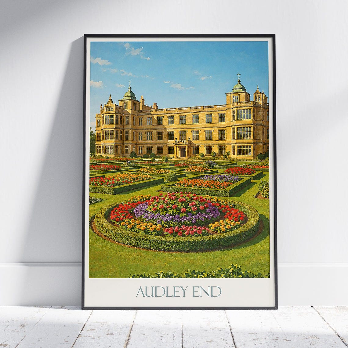 Audley End House Sunlit Formal Gardens Stately Home Travel Poster