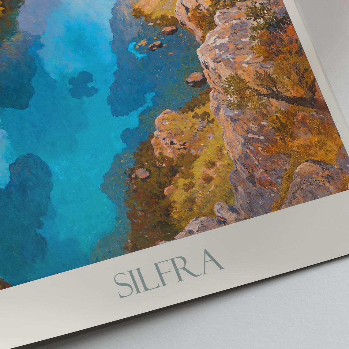 Silfra Iceland Rift Canyon Turquoise Water Landscape Painted Poster - Image 2