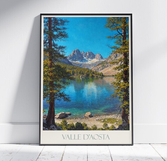 Aosta Valley Travel Print Italy Travel Poster Painted Wall Art Home Decor Framed Personalized Print Vacation Travel Gift