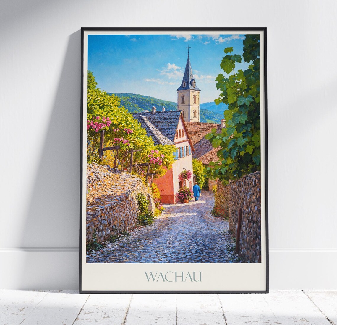 Wachau Austria Cobblestone Village Lane Vintage Travel Poster