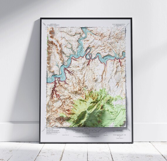 Navajo Mountain Utah Vintage Shaded Relief Topographic Map Poster