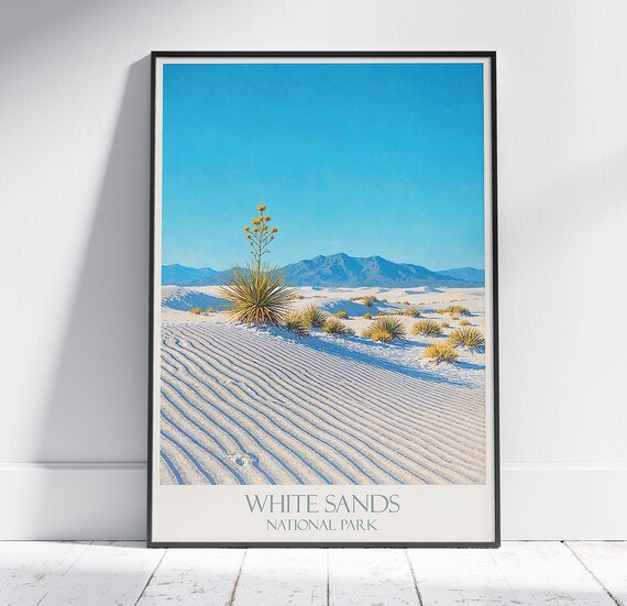 White Sands National Park Desert Dunes And Yucca Daytime Poster