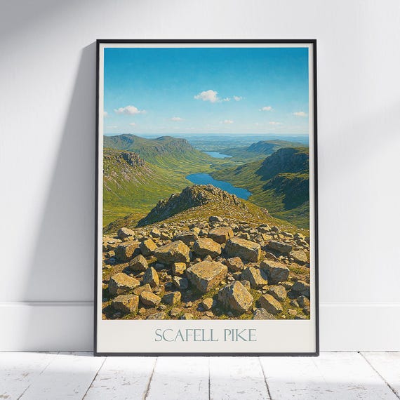 Scafell Pike Summit View Poster Lake District Print Englands Highest Point Art Cumbria Panoramic