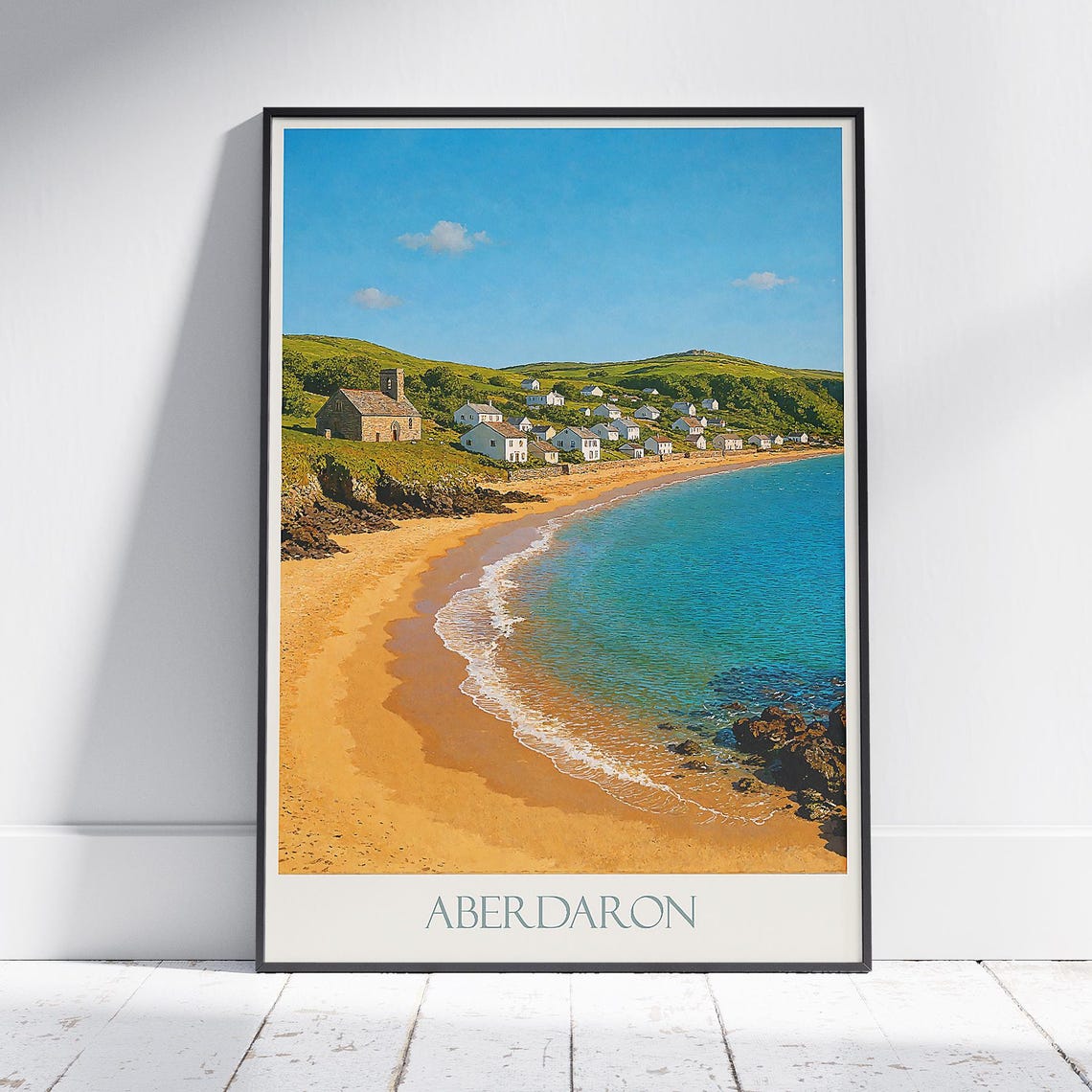 Aberdaron Wales Coastal Village Golden Beach Travel Poster Art