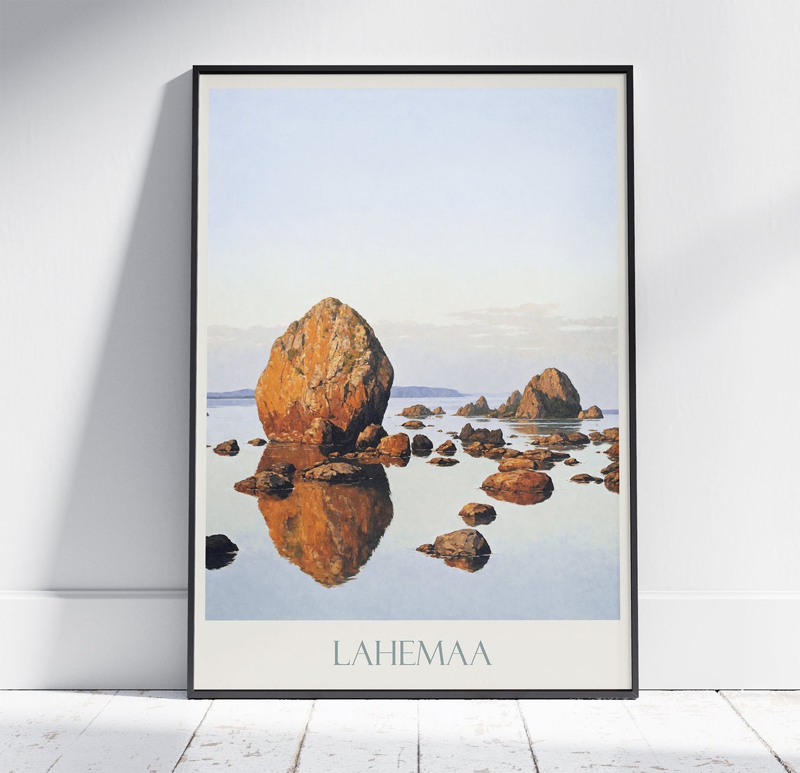 Lahemaa Rocky Shore Painted Mirror Calm Water Estonia Scene Poster
