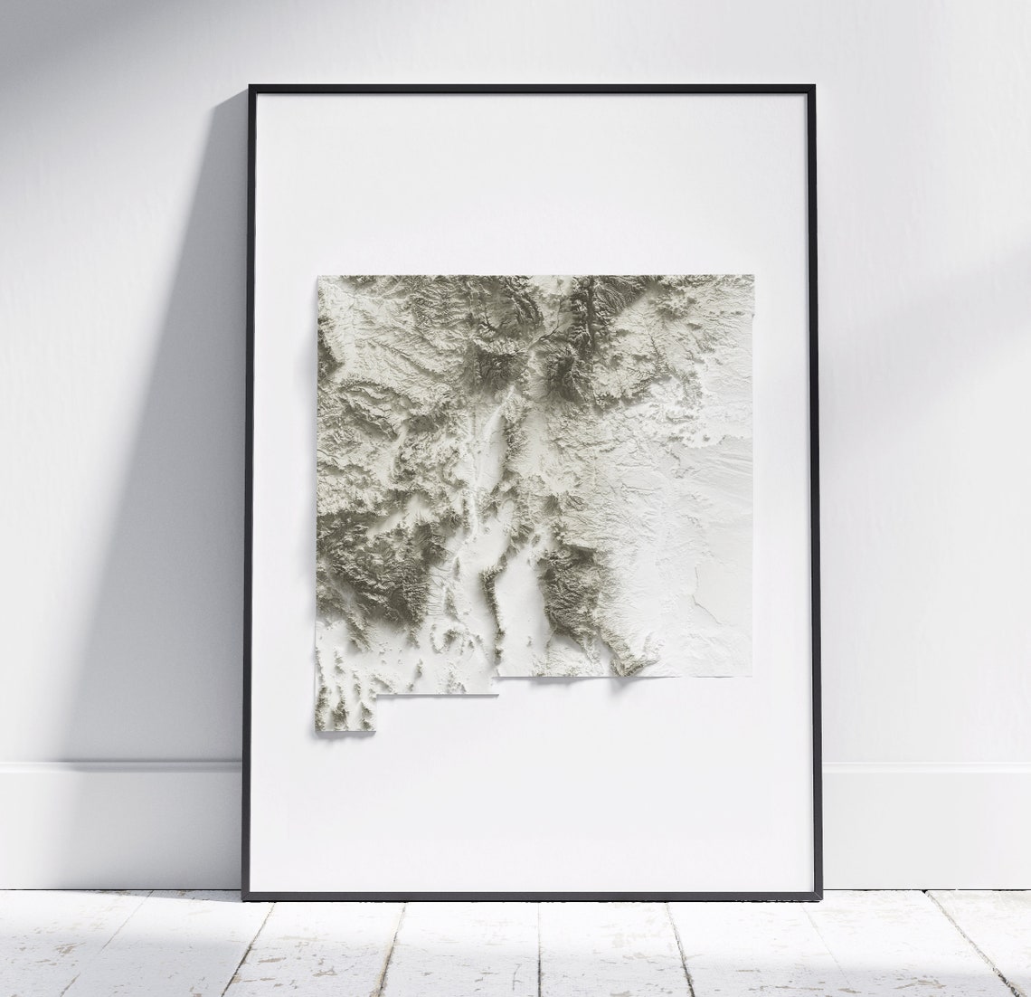 New Mexico Minimalist Shaded Relief Topographic State Map Art Print