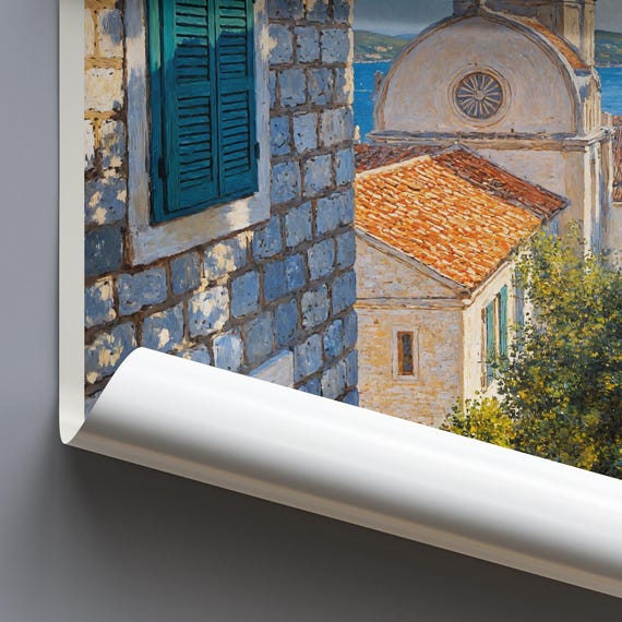 Ibenik Travel Print Croatia Travel Poster Painted Wall Art Print Home Decor Framed Personalized Print Vacation Travel Gift