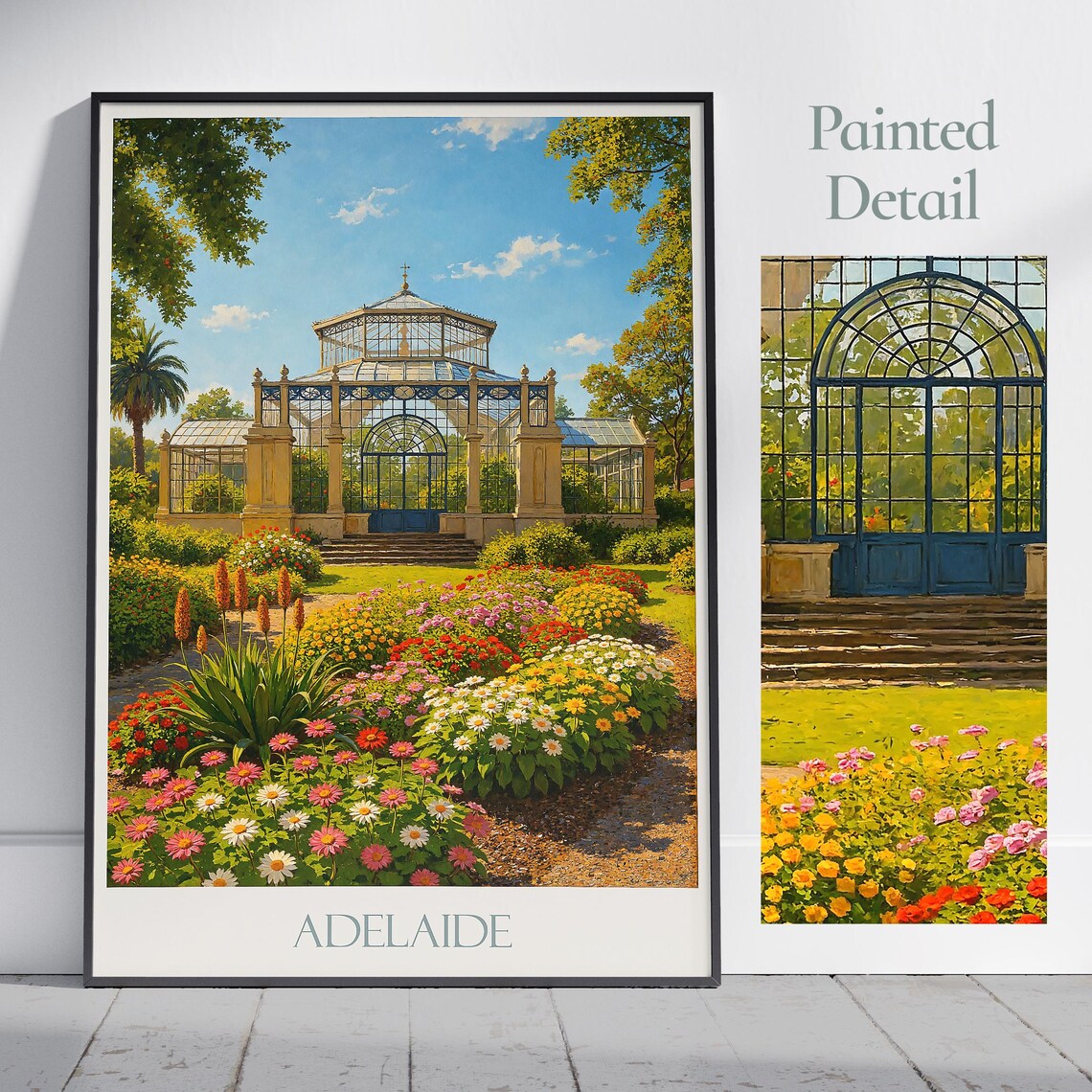 Adelaide Palm House Botanic Garden Painted Detail Travel Poster