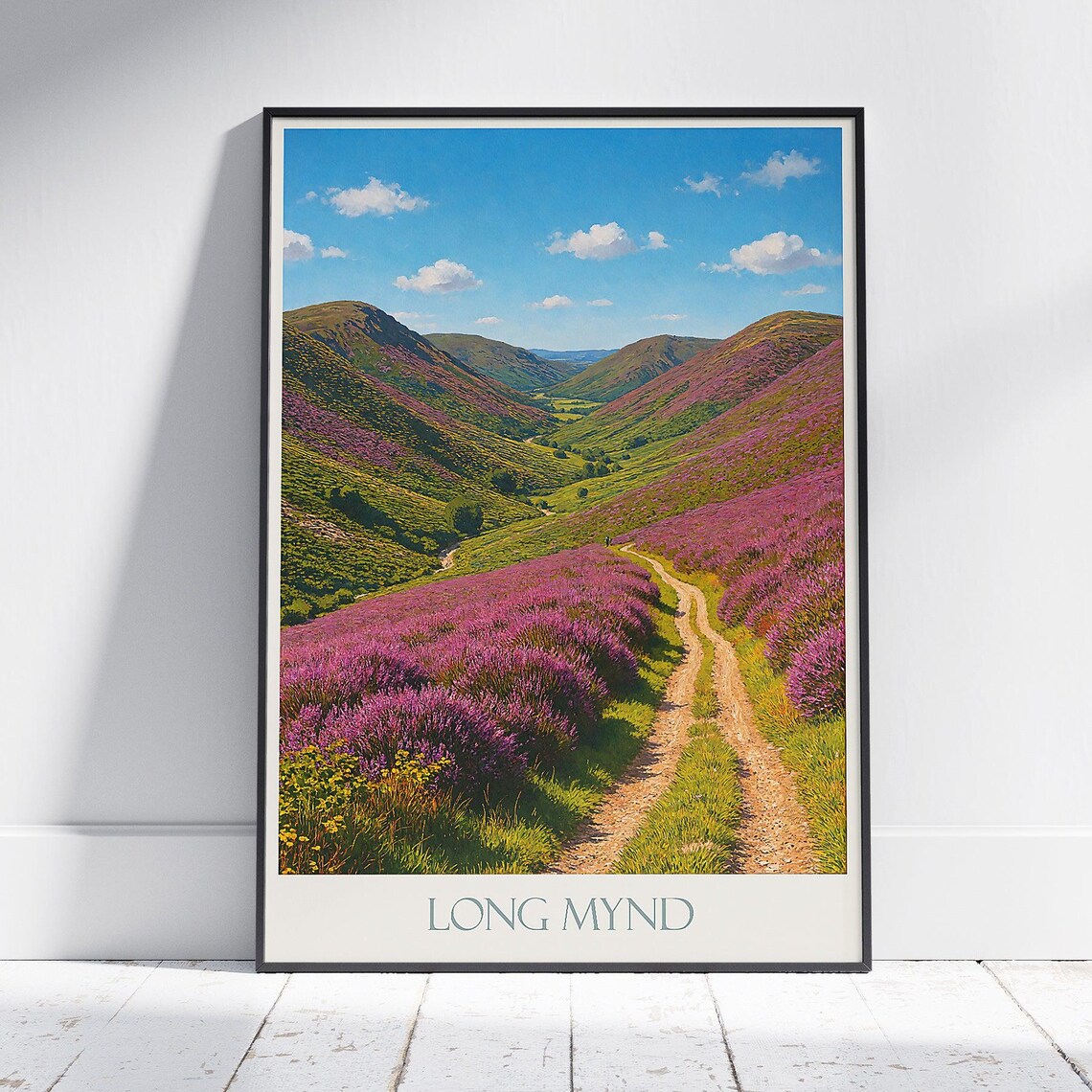 Long Mynd Shropshire Heather Hills Walk Vintage Travel Poster