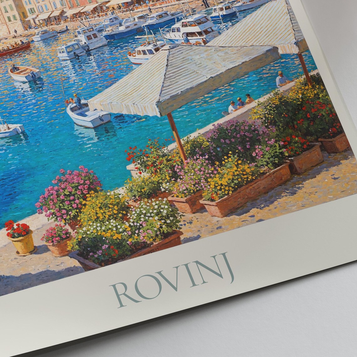Rovinj Croatia Harbor Boats Stone Tower Painted Travel Poster - Image 3
