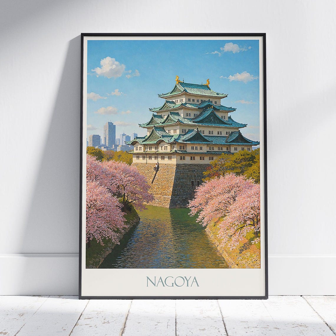 Nagoya Castle Cherry Blossoms Moat Spring Travel Japan Poster