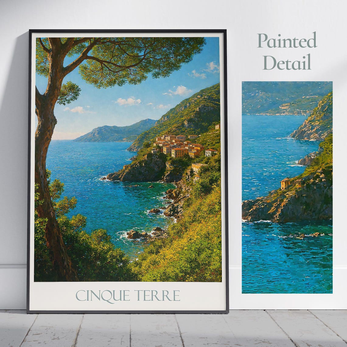 Cinque Terre Italy Rocky Cove Painted Coastal Village Scenic Poster