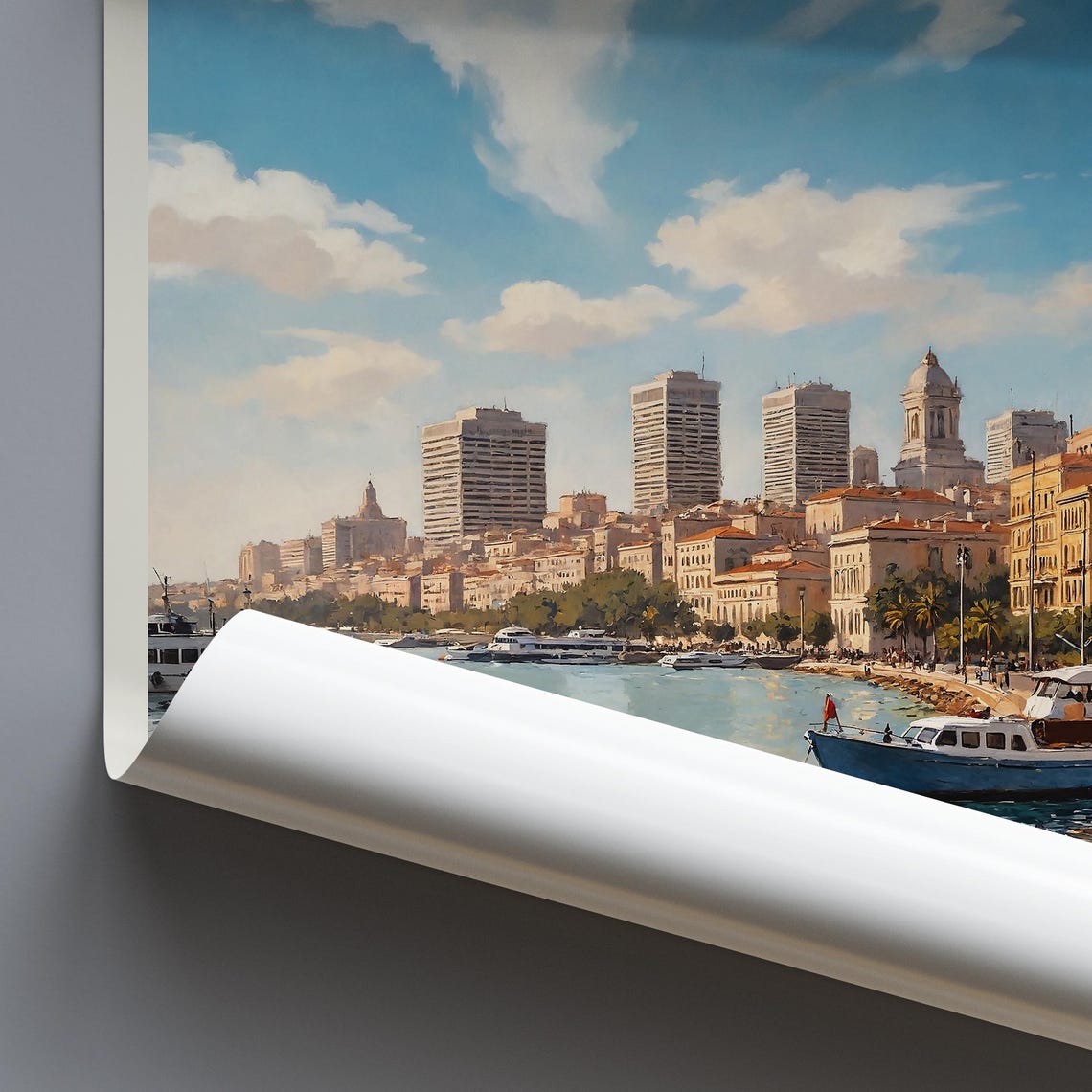 Alexandria Egypt Waterfront Palm-lined Corniche Harbor Travel Poster - Image 3