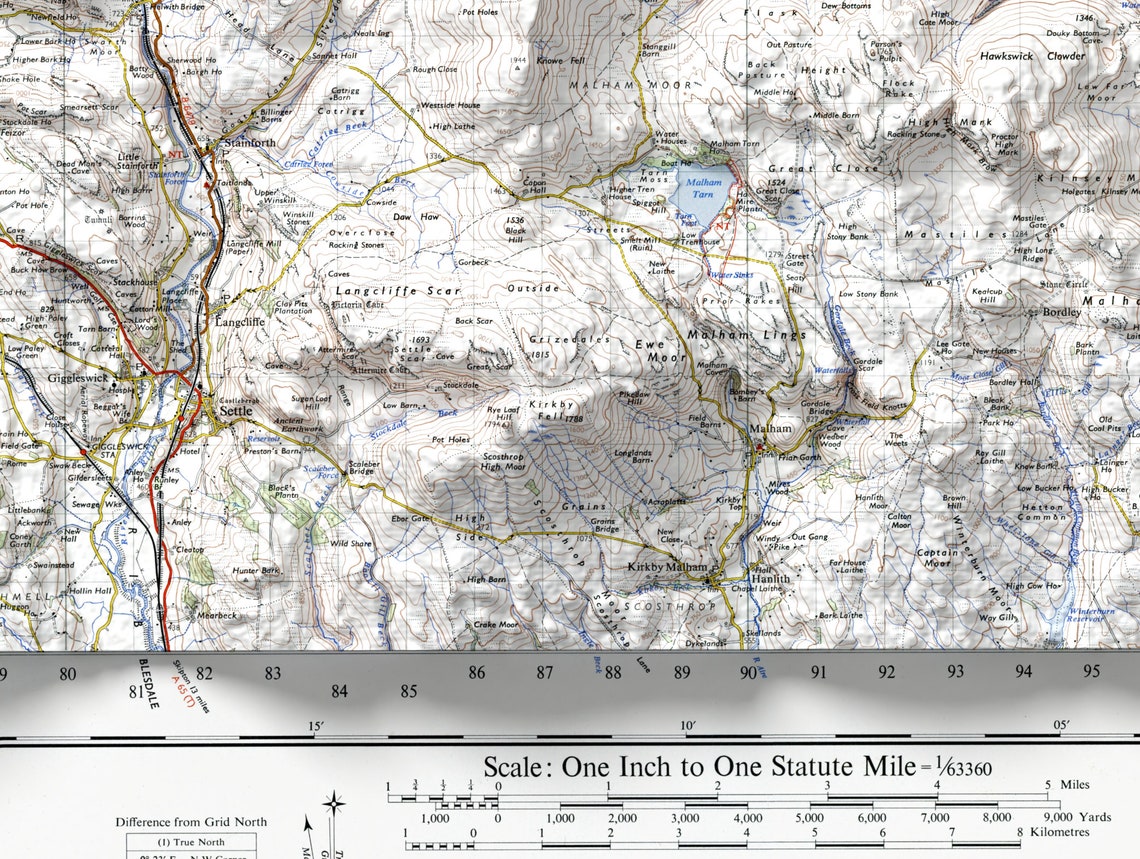 Wensleydale Yorkshire Dales Vintage Ordnance Survey Map Poster - Image 3