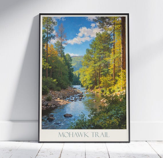 Mohawk Trail Travel Print Massachusetts New England Poster Wall Art Home Decor Gift Personalized Framed
