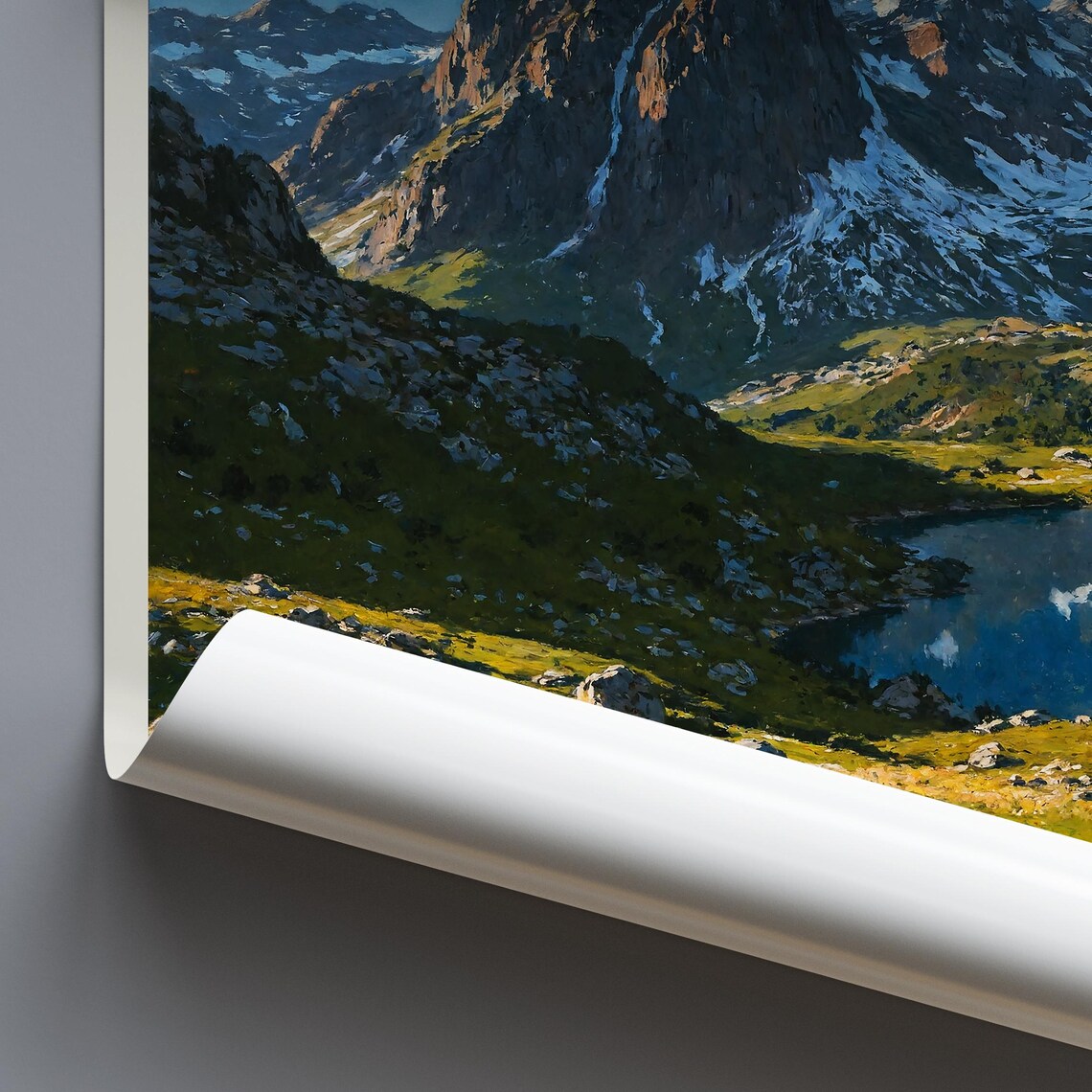Tatra Mountains Alpine Lake Snowy Peaks Painted Travel Poster - Image 3