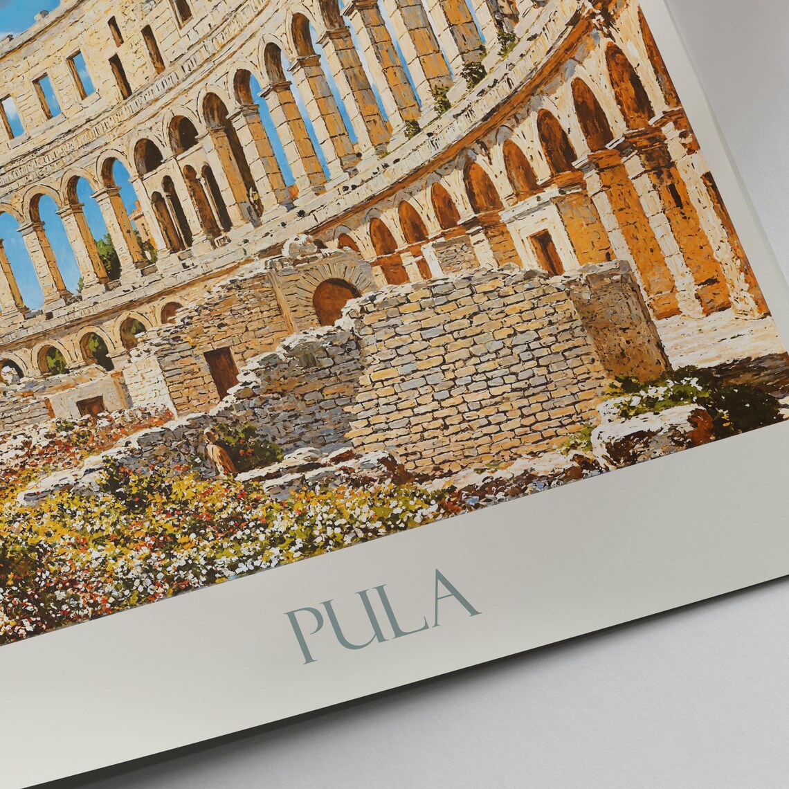 Pula Arena Roman Amphitheater Croatia Painted Historic Landmark Poster - Image 3