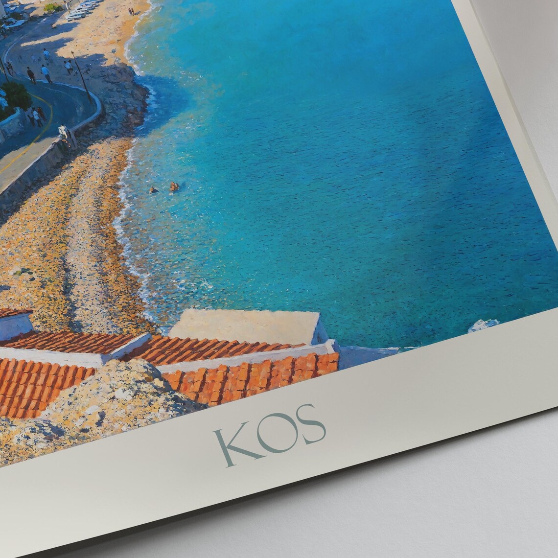 Kos Greece Island Beach Whitewashed Village Painted Travel Poster - Image 2