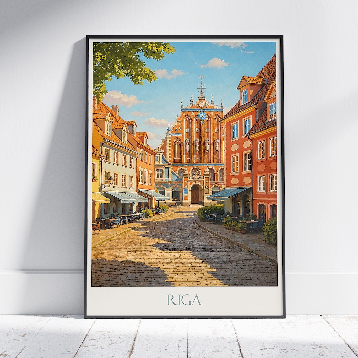 Riga Latvia House Of The Blackheads Cafe Street Travel Poster