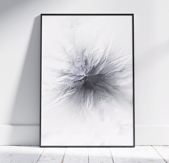 Mount Hood Oregon Minimalist Topographic Relief Mountain Art Poster