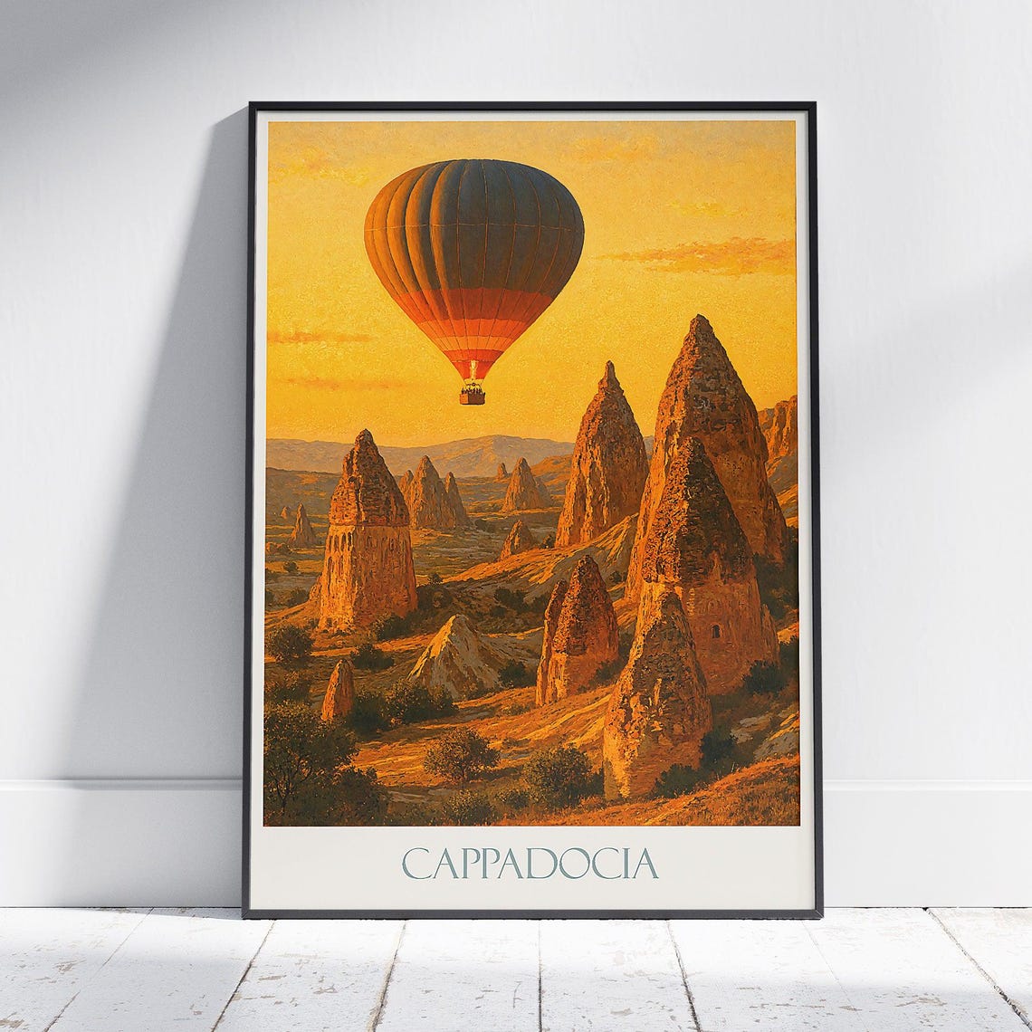 Cappadocia Turkey Hot Air Balloon Sunrise Fairy Chimneys Travel Poster