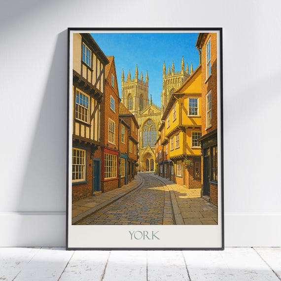 York Travel Poster Minster England Historic City Art Print Vintage Uk Wall Decor