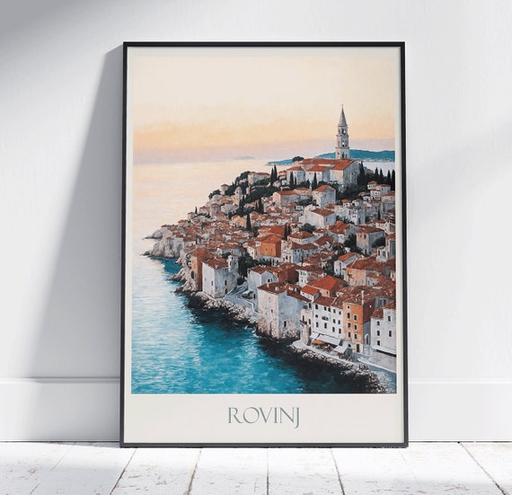 Rovinj Travel Print Croatia Travel Poster Painted Wall Art Print Home Decor Framed Personalized Print Vacation Travel Gift