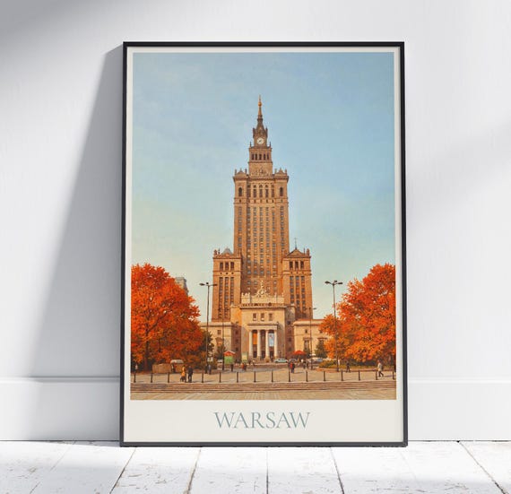 Warsaw Travel Print Poland Travel Poster Wall Art Home Decor Personalized Gift Framed
