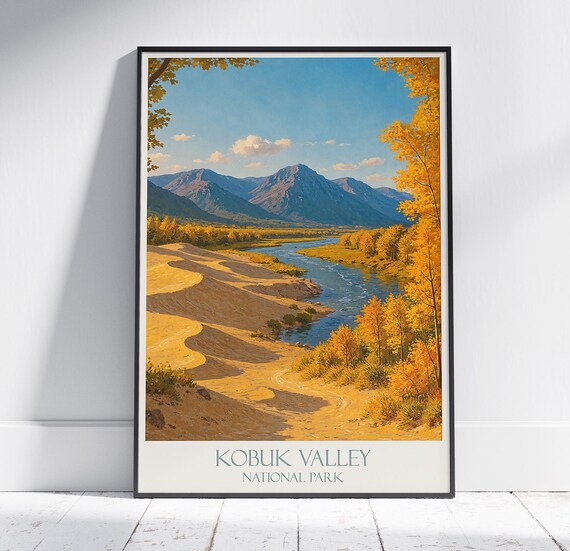 Kobuk Valley National Park Autumn River Sand Dunes Vintage Poster