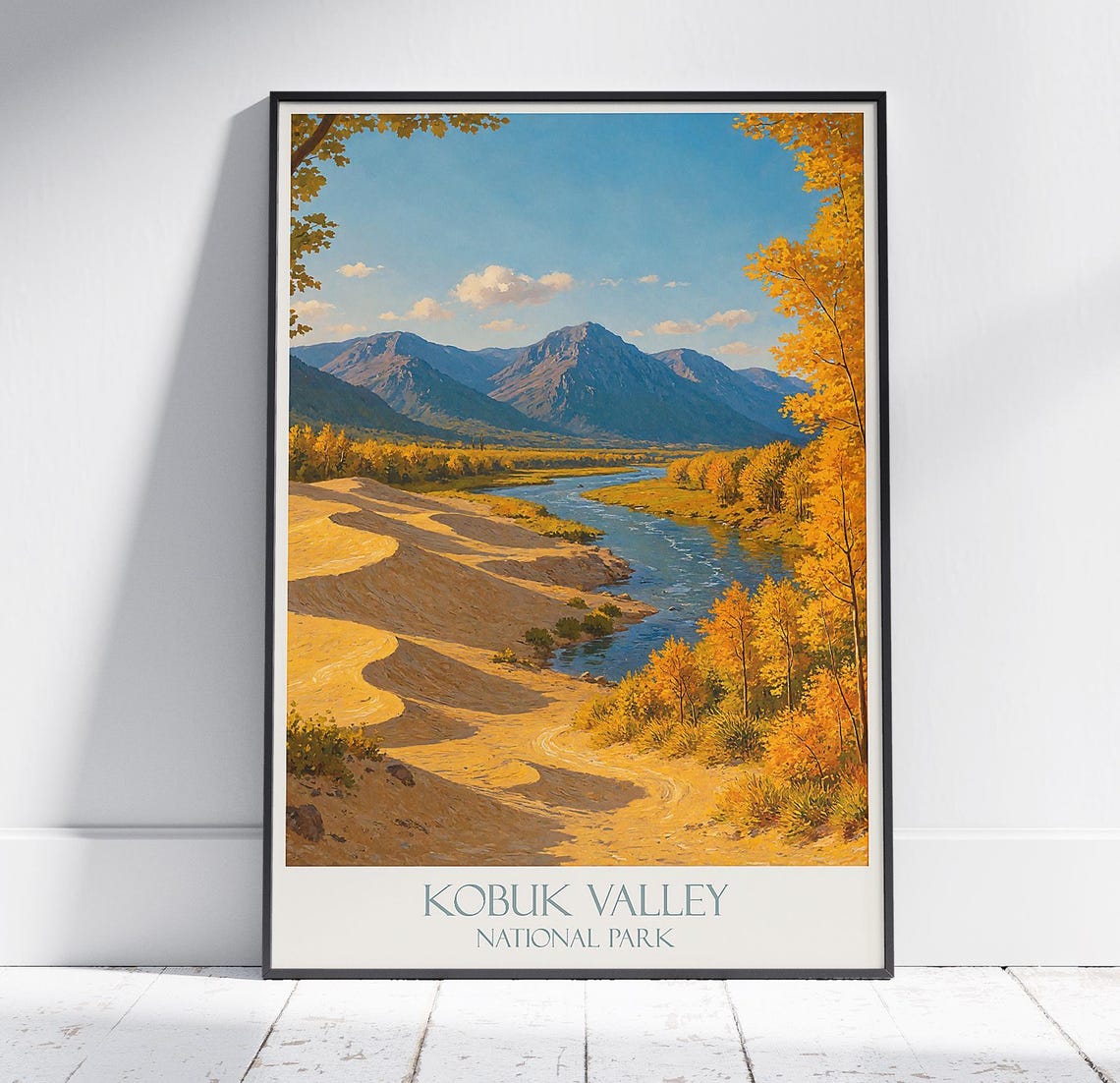 Kobuk Valley National Park Autumn River Sand Dunes Vintage Poster