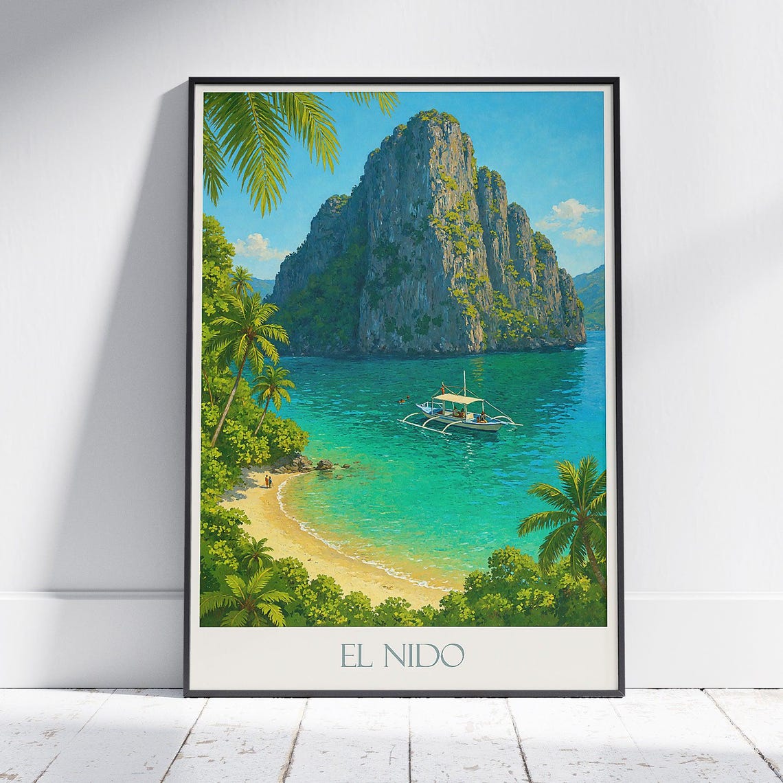El Nido Philippines Tropical Lagoon Limestone Cliff Beach Poster