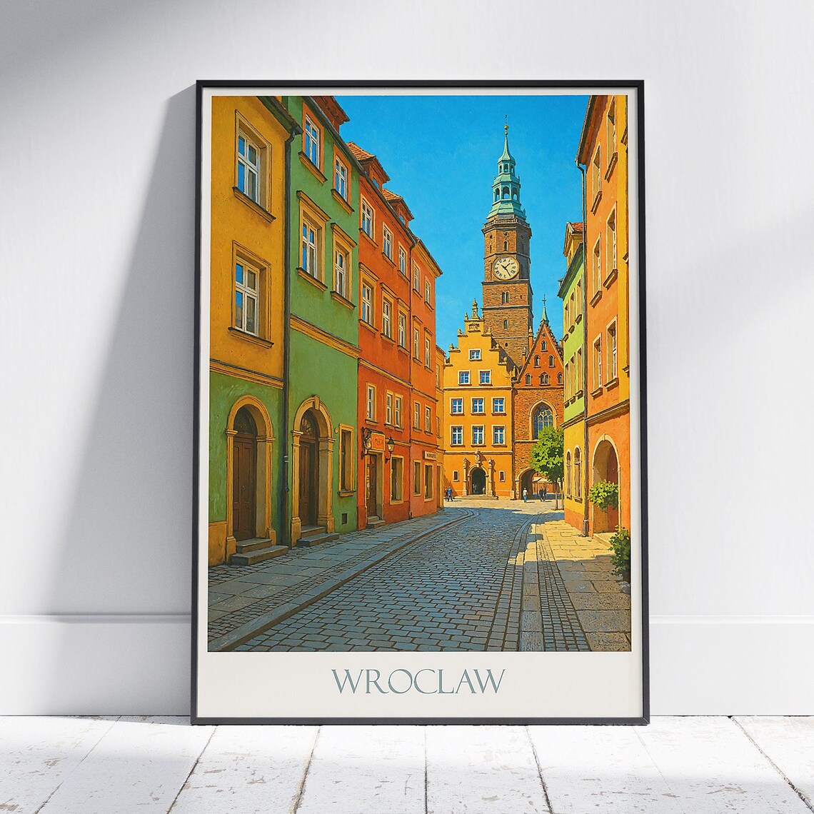 Wroclaw Old Town Colorful Facades Poland Travel Poster Europe