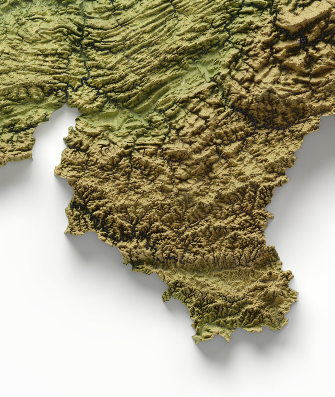 Belgium Country Green Shaded Relief Topographic Map Art Print - Image 3