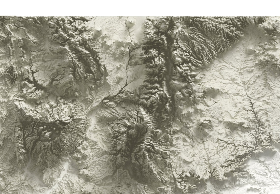 New Mexico Minimalist Shaded Relief Topographic State Map Art Print - Image 3