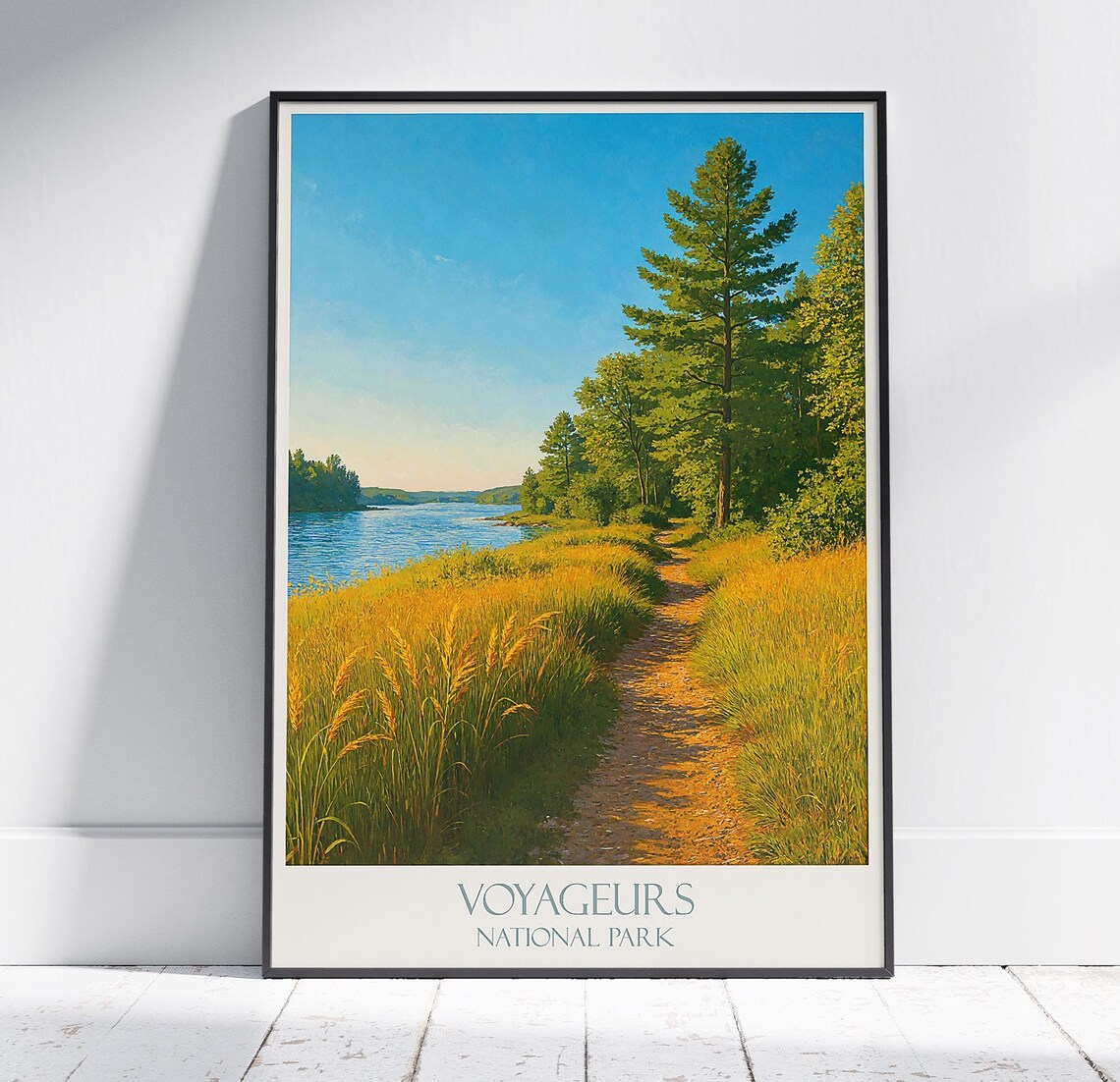 Voyageurs National Park Golden Lakeshore Trail Vintage Travel Poster