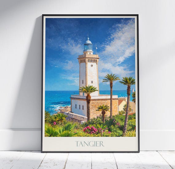 Tangier Travel Print Morocco Poster Painted Wall Art Home Decor Framed Personalized Vacation Gift