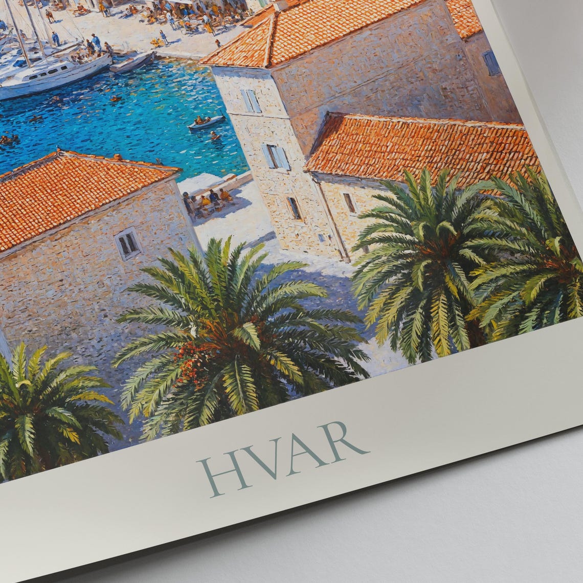 Hvar Croatia Sailboat Harbor Waterfront Mediterranean Travel Poster - Image 3