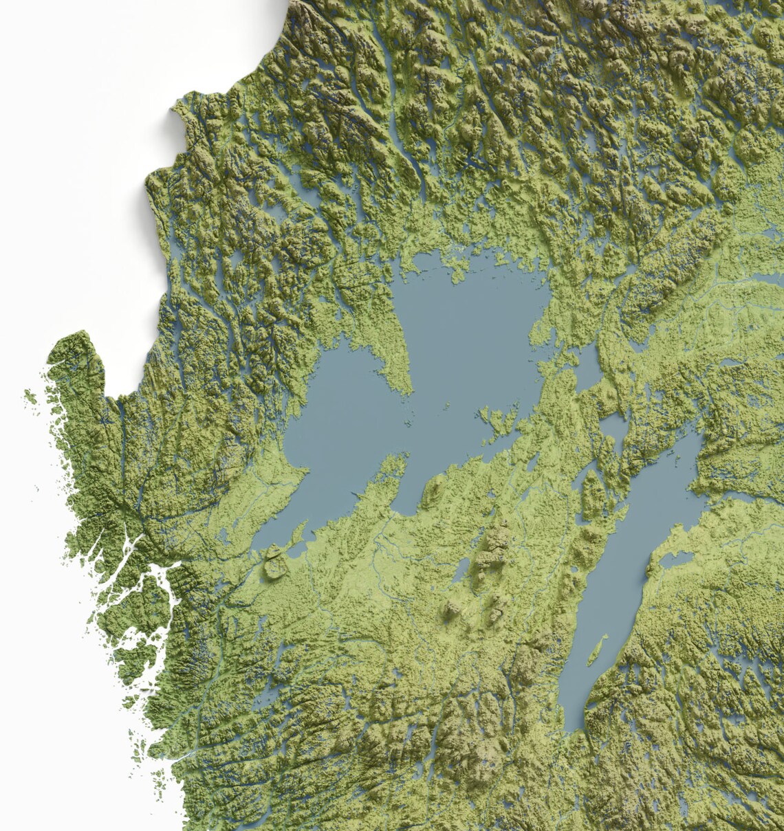 Nordic Sweden Country Green Shaded Relief Topographic Map Art Print - Image 3