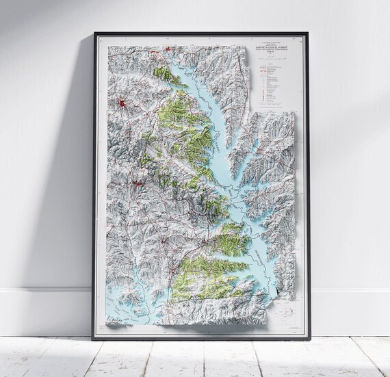 Sabine National Forest Texas 3D Shaded Relief Topographic Map Poster
