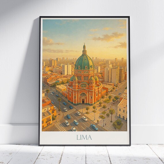 Lima Travel Poster Peru Coastal City Painting Vibrant South America Art Print Miraflores Home Decor