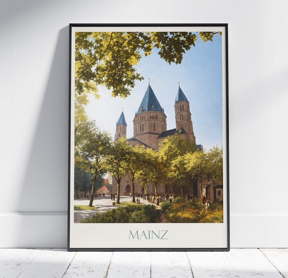 Mainz Travel Print Germany Travel Poster Painted Wall Art Print Home Decor Framed Personalized Print Vacation Travel Gift