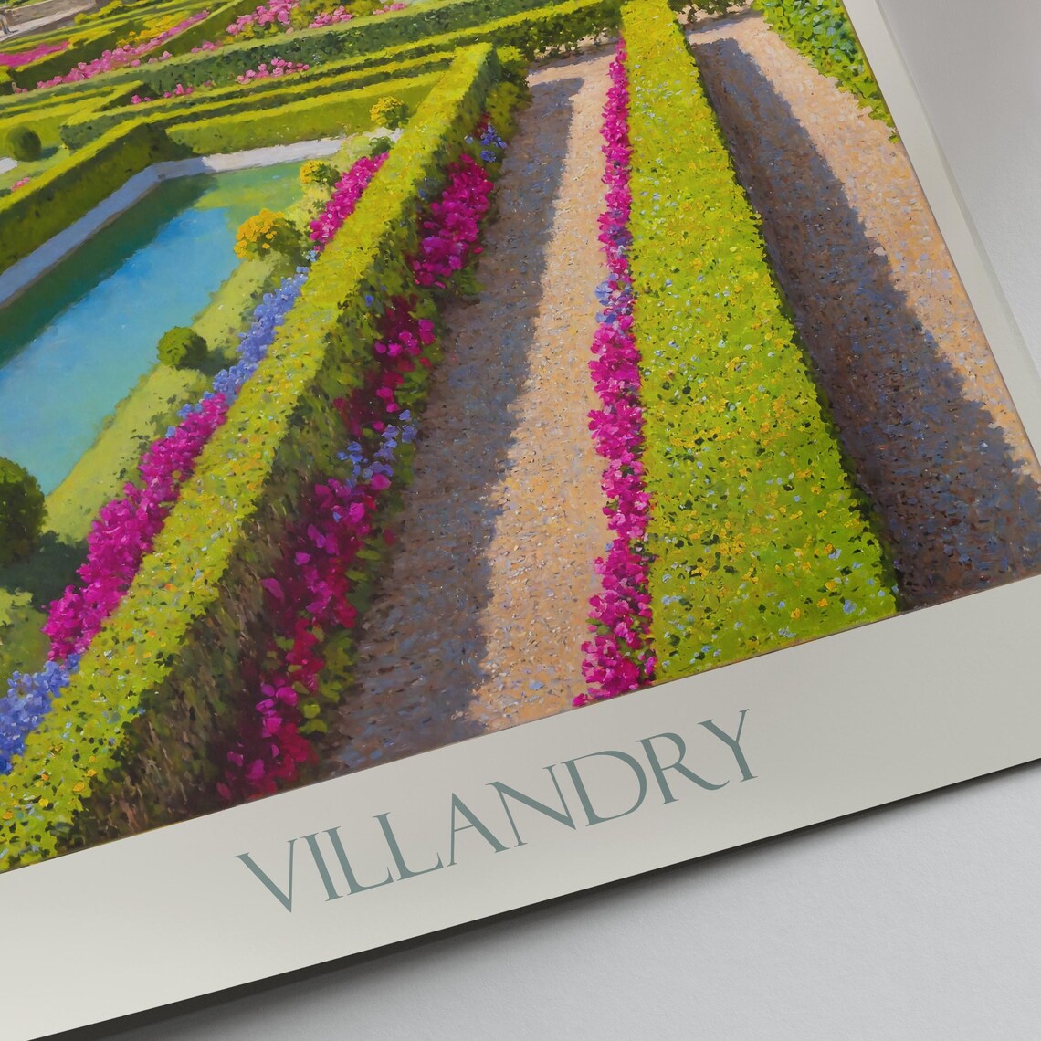 Villandry France Chateau Gardens Painted Travel Poster Loire Valley - Image 2