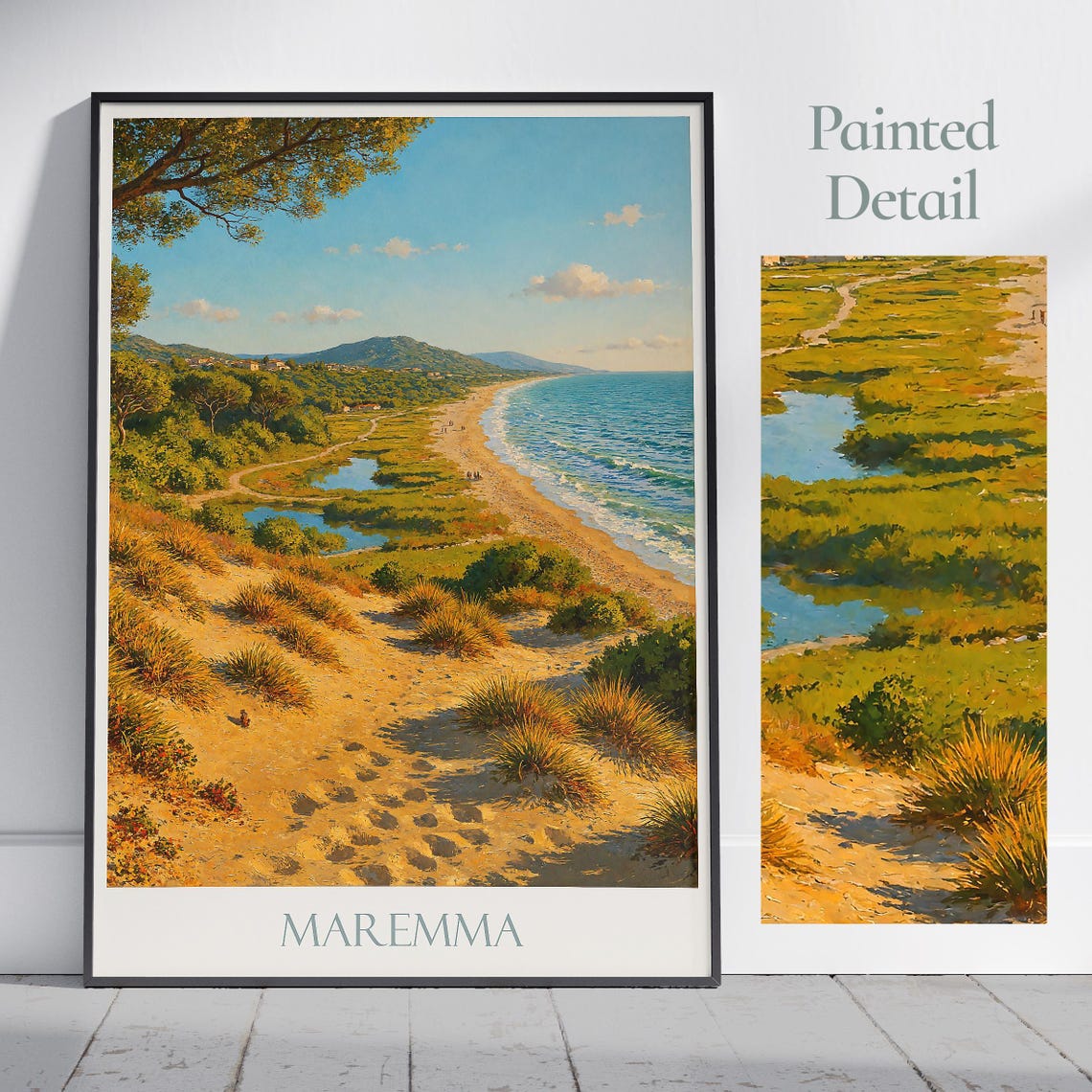 Maremma Italy Coastal Dunes Beach Mediterranean Painted Poster